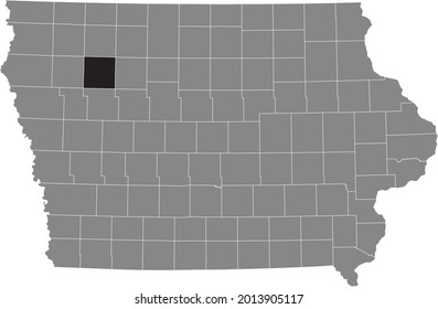 Black highlighted location map of the Buena Vista County inside gray map of the Federal State of Iowa, USA