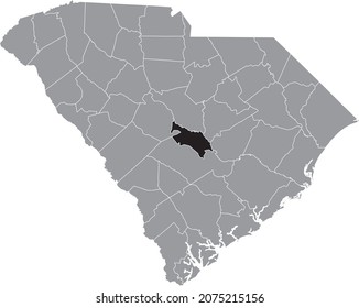 Mapa de ubicación resaltado en negro del condado de Calhoun dentro del mapa administrativo gris del estado federal de Carolina del Sur, Estados Unidos