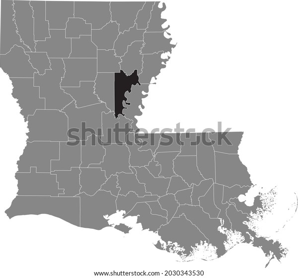 Black Highlighted Location Map Catahoula Parish Stock Vector (Royalty