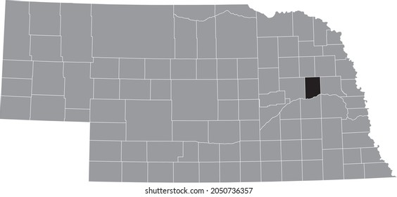 Black highlighted location map of the Colfax County inside gray map of the Federal State of Nebraska, USA