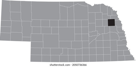 Black highlighted location map of the Cuming County inside gray map of the Federal State of Nebraska, USA