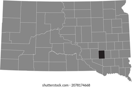 Black highlighted location map of the Davison County inside gray administrative map of the Federal State of South Dakota, USA