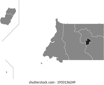 Mapa de ubicación resaltado en negro de la provincia de Djibloho ecuatoguineano dentro del mapa gris de la República de Guinea Ecuatorial