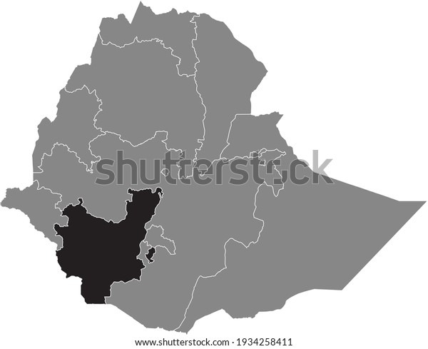 Black Highlighted Location Map Ethiopian Southern Stock Vector Royalty Free 1934258411