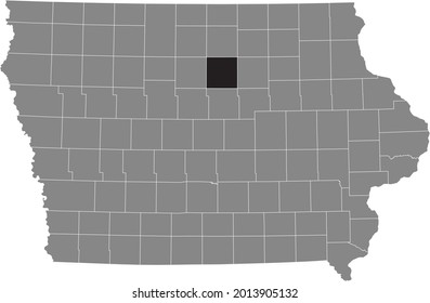 Black highlighted location map of the Franklin County inside gray map of the Federal State of Iowa, USA