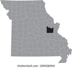 Schwarz hervorgehobene Standortkarte des Bezirks Franklin innerhalb der grauen Karte des Bundesstaates Missouri, USA
