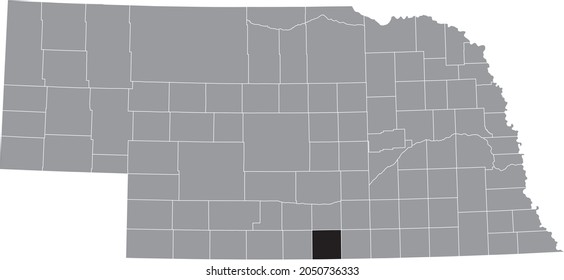 Black highlighted location map of the Franklin County inside gray map of the Federal State of Nebraska, USA
