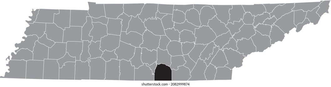 Black highlighted location map of the Franklin County inside gray administrative map of the Federal State of Tennessee, USA