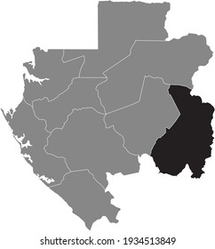 Black highlighted location map of the Gabonese Haut-Ogooué province inside gray map of the Gabonese Republic