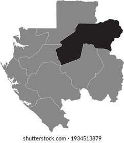 Black highlighted location map of the Gabonese Ogooué-Ivindo province inside gray map of the Gabonese Republic