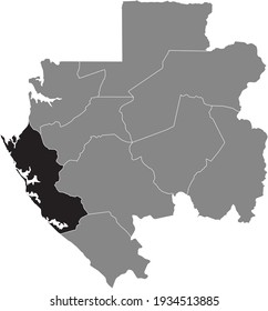 Black highlighted location map of the Gabonese Ogooué-Maritime province inside gray map of the Gabonese Republic