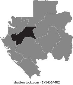 Schwarz markierte Standortkarte der gabunischen Provinz Moyen-Ogooué auf grauem Karte der Gabunischen Republik