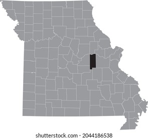 Schwarz markierte Standortkarte des Gasconade County in grauer Karte des Bundesstaates Missouri, USA