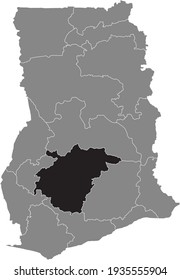 Black highlighted location map of the Ghanaian Northern region inside gray map of the Republic of Ghana