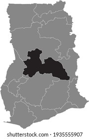 Black highlighted location map of the Ghanaian Bono East region inside gray map of the Republic of Ghana