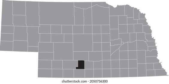 Mapa de ubicación resaltado en negro del Condado de Gosper dentro del mapa gris del Estado Federal de Nebraska, Estados Unidos