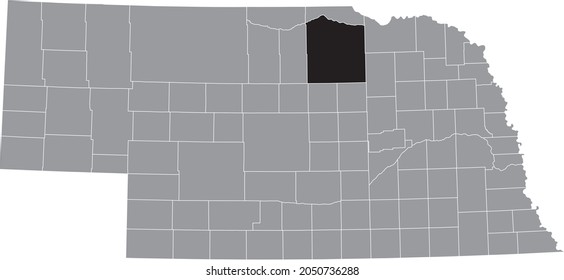 Black highlighted location map of the Holt County inside gray map of the Federal State of Nebraska, USA
