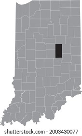 Black Highlighted Location Map Of The Hoosier Madison County Inside Gray Map Of The Federal State Of Indiana, USA