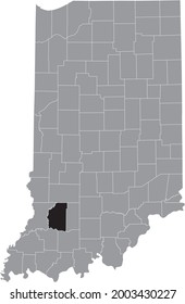 Black highlighted location map of the Hoosier Daviess County inside gray map of the Federal State of Indiana, USA