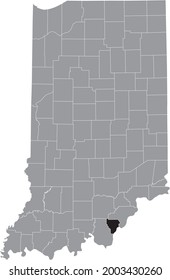 Black Highlighted Location Map Of The Hoosier Floyd County Inside Gray Map Of The Federal State Of Indiana, USA