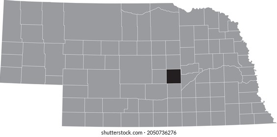 Black highlighted location map of the Howard County inside gray map of the Federal State of Nebraska, USA