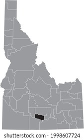 Black highlighted location map of the Idahoan Jerome County inside gray map of the Federal State of Idaho, USA