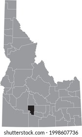 Black highlighted location map of the Idahoan Gooding County inside gray map of the Federal State of Idaho, USA