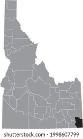 Black highlighted location map of the Idahoan Bear Lake County inside gray map of the Federal State of Idaho, USA