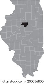 Schwarz markierte Standortkarte des Illinoisan Woodford County in grauer Karte des Bundesstaates Illinois, USA