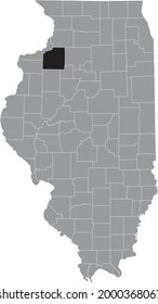 Black highlighted location map of the Illinoisan Henry County inside gray map of the Federal State of Illinois, USA