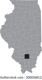 Black highlighted location map of the Illinoisan Jefferson County inside gray map of the Federal State of Illinois, USA