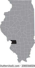 Black Highlighted Location Map Of The Illinoisan Madison County Inside Gray Map Of The Federal State Of Illinois, USA