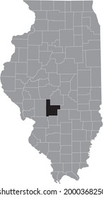 Black highlighted location map of the Illinoisan Montgomery County inside gray map of the Federal State of Illinois, USA