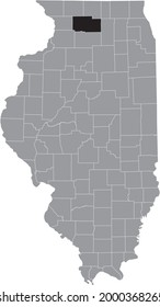Black highlighted location map of the Illinoisan Ogle County inside gray map of the Federal State of Illinois, USA