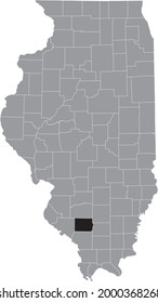 Mapa de ubicación resaltado en negro del condado de Illinoisan Perry dentro del mapa gris del estado federal de Illinois, Estados Unidos