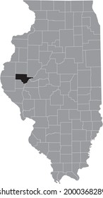 Black highlighted location map of the Illinoisan Schuyler County inside gray map of the Federal State of Illinois, USA
