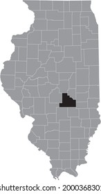 Mapa de ubicación resaltado en negro del condado de Illinoisan Shelby dentro del mapa gris del estado federal de Illinois, Estados Unidos