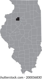 Black highlighted location map of the Illinoisan Stark County inside gray map of the Federal State of Illinois, USA