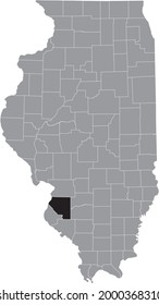 Black highlighted location map of the Illinoisan St. Clair County inside gray map of the Federal State of Illinois, USA