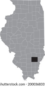 Black Highlighted Location Map Of The Illinoisan Wayne County Inside Gray Map Of The Federal State Of Illinois, USA