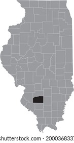 Black highlighted location map of the Illinoisan Washington County inside gray map of the Federal State of Illinois, USA