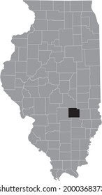 Schwarz markierte Standortkarte des Illinoisan Effingham County in grauer Karte des Bundesstaates Illinois, USA