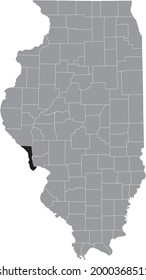 Black highlighted location map of the Illinoisan Calhoun County inside gray map of the Federal State of Illinois, USA