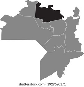 Black highlighted location map of the Kazansky Aviastroitelny district (raion) inside gray map of Kazan, Russia
