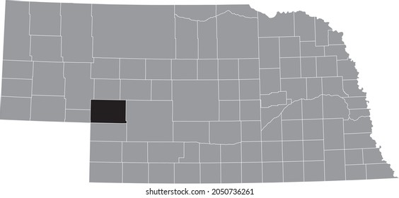 Black highlighted location map of the Keith County inside gray map of the Federal State of Nebraska, USA
