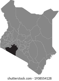 Black highlighted location map of the Kenyan Narok county inside gray map of the Republic of Kenya