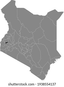 Black highlighted location map of the Kenyan Vihiga county inside gray map of the Republic of Kenya