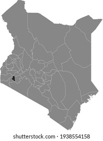 Black highlighted location map of the Kenyan Nyamira county inside gray map of the Republic of Kenya