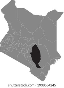 Black highlighted location map of the Kenyan Kitui county inside gray map of the Republic of Kenya