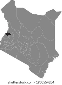 Black highlighted location map of the Kenyan Trans-Nzoia county inside gray map of the Republic of Kenya